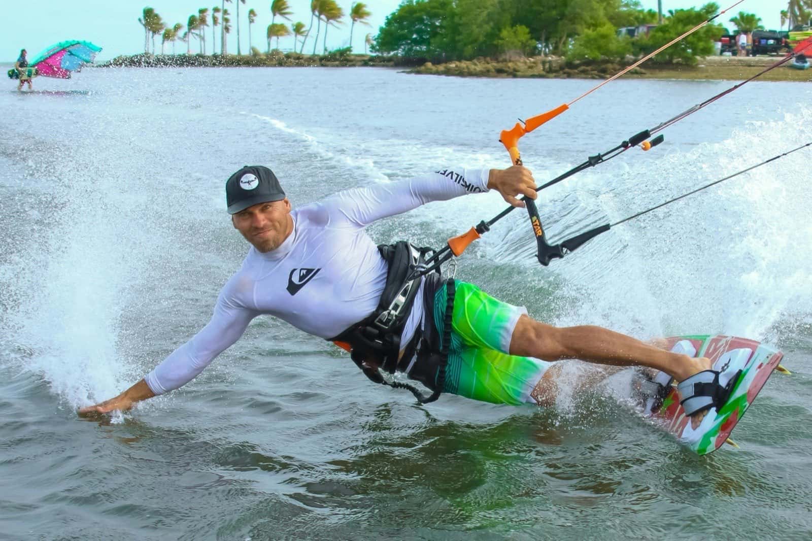 Kitesurfer on the water — Chickenloop watersports talent network